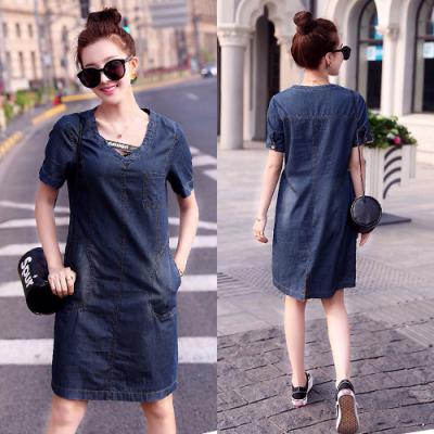 ĐẦM JEAN SUÔNG PHỐI DÂY CHÉO NGỰC - NJ901